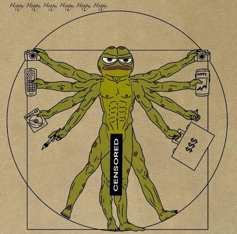 Vitruvian Hoppy — multi-armed frog blueprint